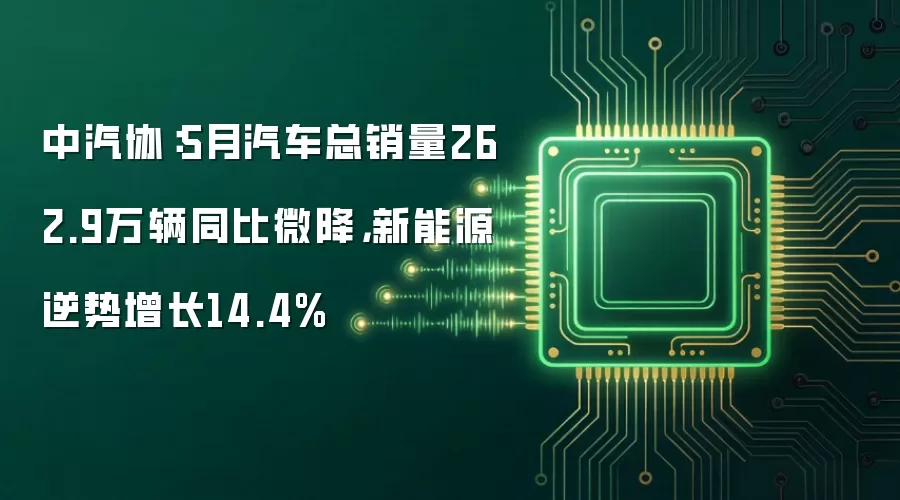 中汽协:5月汽车总销量262.9万辆同比微降,新能源逆势增长14.4%