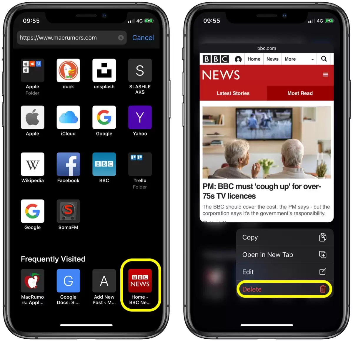 如何在 iOS 设备中的 Safari 起始页删除常访网站? 如何在 iOS 设备中的 Safari 起始页删除常访网站?