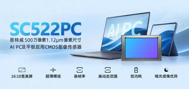 思特威推出面向AI PC与平板电脑的5MP图像传感器SC522PC