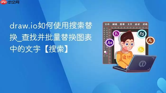 draw.io如何使用搜索替换_查找并批量替换图表中的文字【搜索】