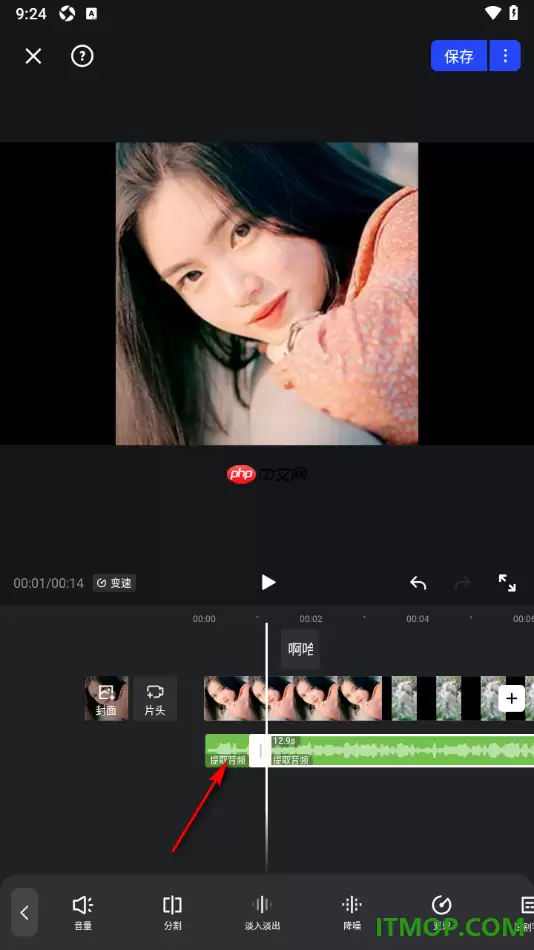 开拍手机版将不要的音频片段分割出来并删除的方法