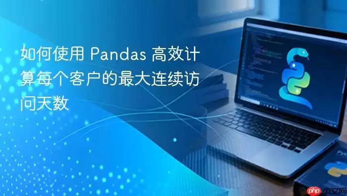 如何使用 Pandas 高效计算每个客户的最大连续访问天数