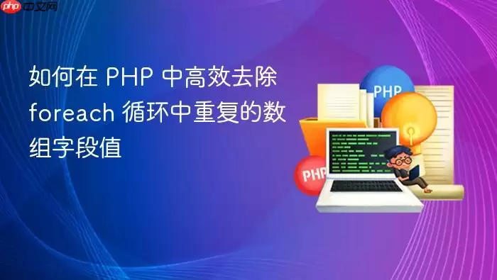 如何在 PHP 中高效去除 foreach 循环中重复的数组字段值