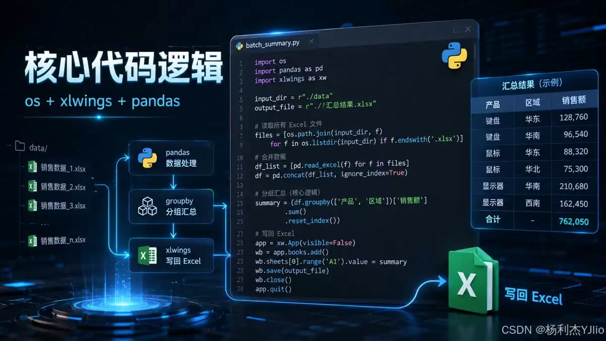 Python自动化实现对多个Excel工作簿中的工作表进行分类汇总