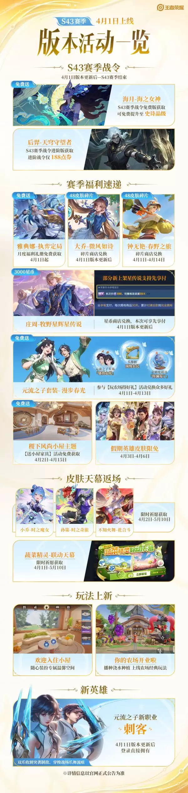 《王者荣耀》S43赛季正式开启：海月史诗皮肤免费领