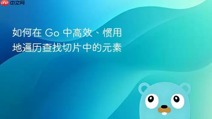 如何在 Go 中高效、惯用地遍历查找切片中的元素