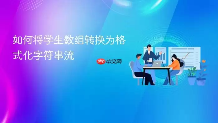 如何将学生数组转换为格式化字符串流