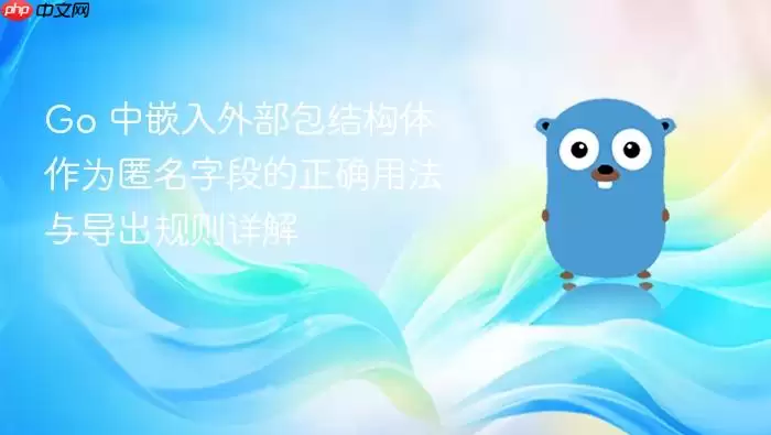 Go 中嵌入外部包结构体作为匿名字段的正确用法与导出规则详解