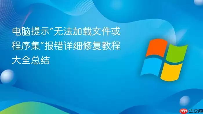 电脑提示“无法加载文件或程序集”报错详细修复教程大全总结