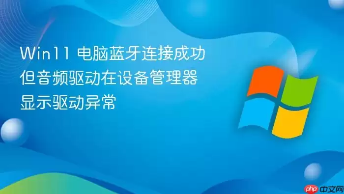Win11 电脑蓝牙连接成功但音频驱动在设备管理器显示驱动异常