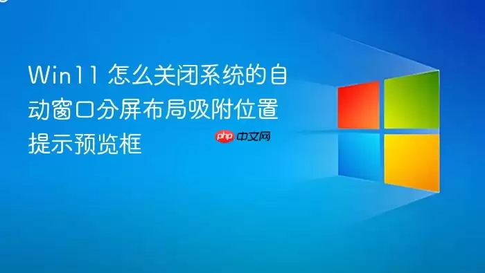 Win11 怎么关闭系统的自动窗口分屏布局吸附位置提示预览框