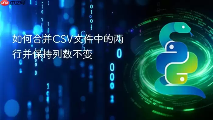 如何合并CSV文件中的两行并保持列数不变