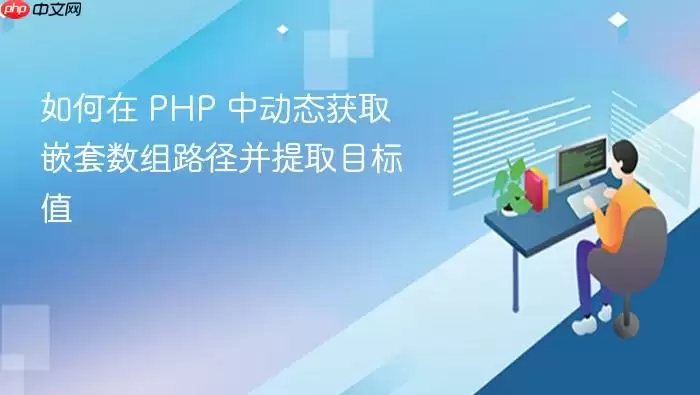 如何在 PHP 中动态获取嵌套数组路径并提取目标值