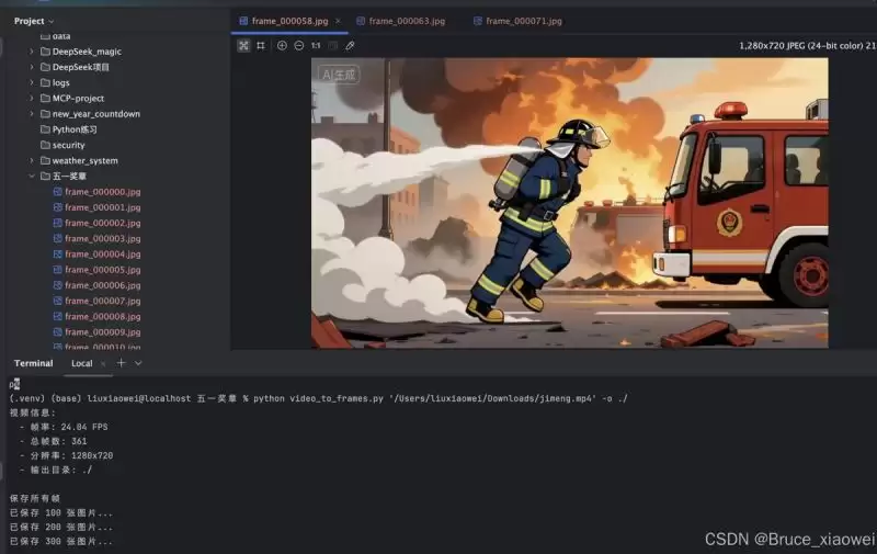 Python实现将MP4视频分解为JPG图片帧