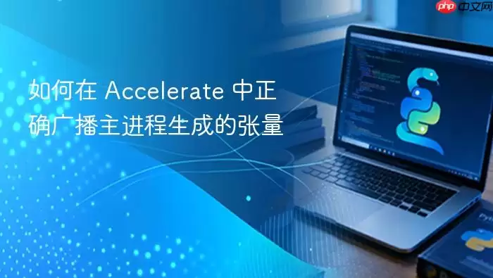 如何在 Accelerate 中正确广播主进程生成的张量