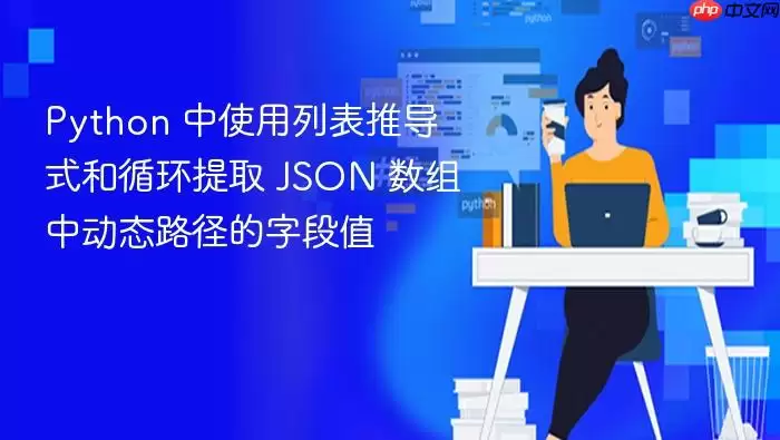 Python 中使用列表推导式和循环提取 JSON 数组中动态路径的字段值