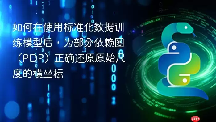 如何在使用标准化数据训练模型后，为部分依赖图（PDP）正确还原原始尺度的横坐标