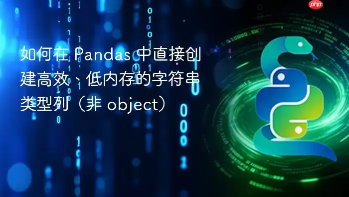 如何在 Pandas 中直接创建高效、低内存的字符串类型列（非 object）