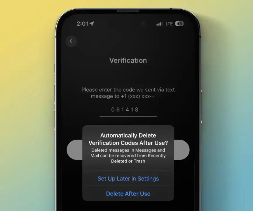 苹果 iOS 17 新功能：支持自动删除包含验证码的信息