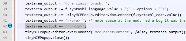 TinyMCE syntaxhl插入代码后换行的修改方法