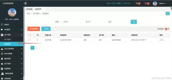 小区后台管理系统项目前端html页面模板实现示例