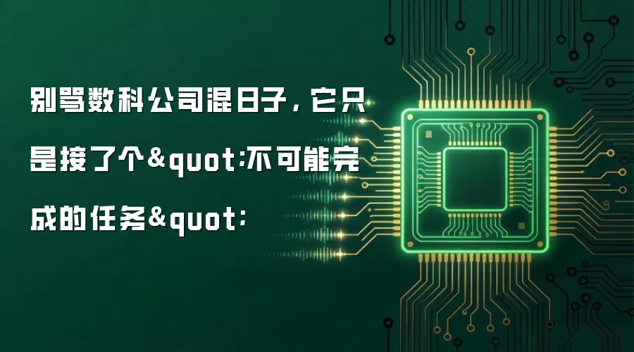 别骂数科公司混日子, 它只是接了个"不可能完成的任务"