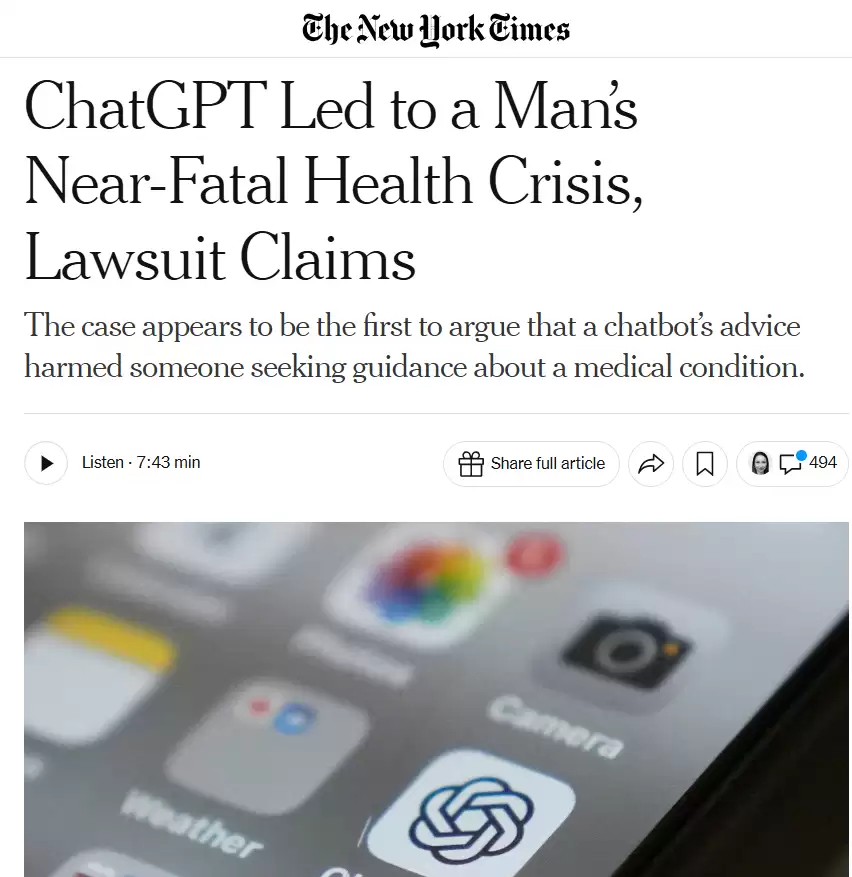误导用户延误就医，OpenAI遭遇重大诉讼