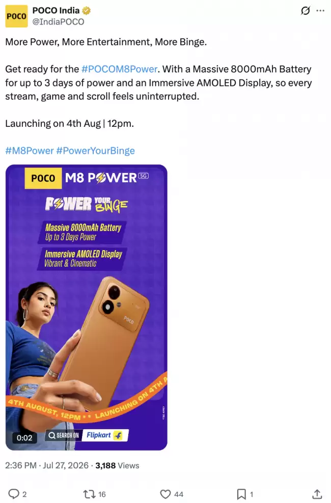 小米 POCO M8 Power 海外机型 8 月 4 日发布 预计为 REDMI Note 17 标准版手机“套娃机”