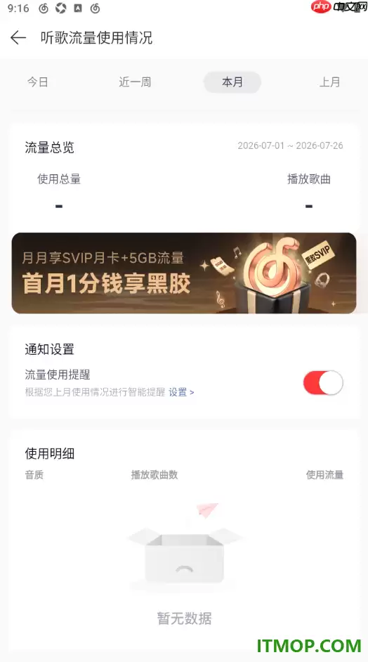 网易云音乐手机版设置查看听歌流量使用情况的方法