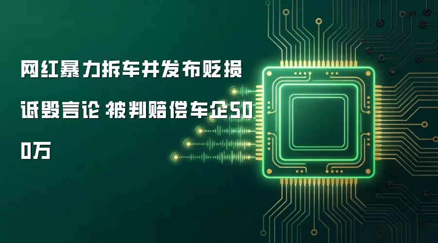 网红暴力拆车并发布贬损诋毁言论：被判赔偿车企500万