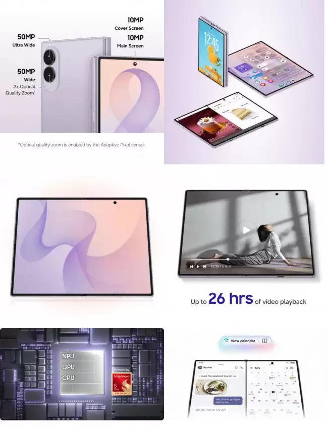 三星 Galaxy Z Fold8 折叠手机泄露配备 4800mAh 电池