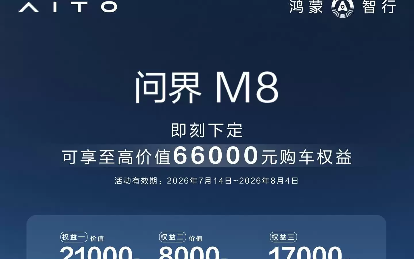 鸿蒙智行推出问界M8限时购车政策：至高6.6万元权益