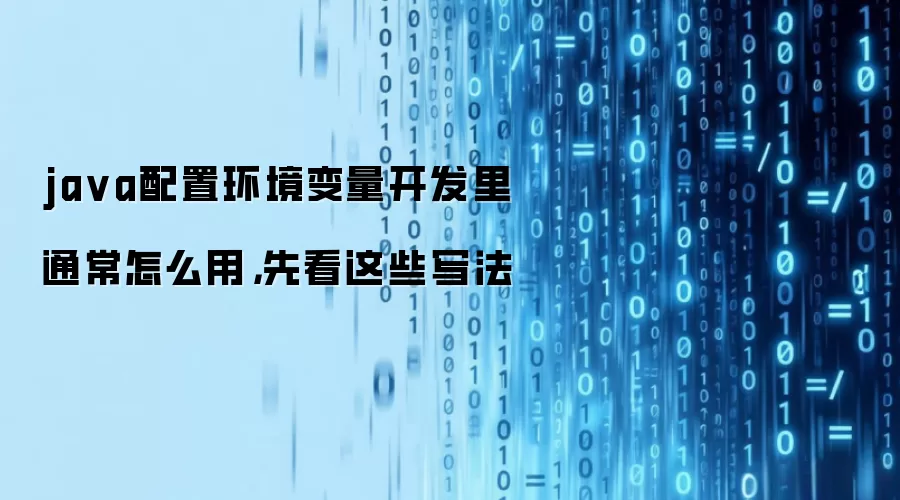 java配置环境变量开发里通常怎么用，先看这些写法