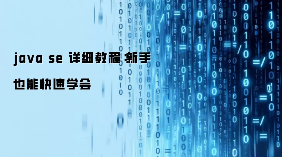 ja va se 详细教程:新手也能快速学会
