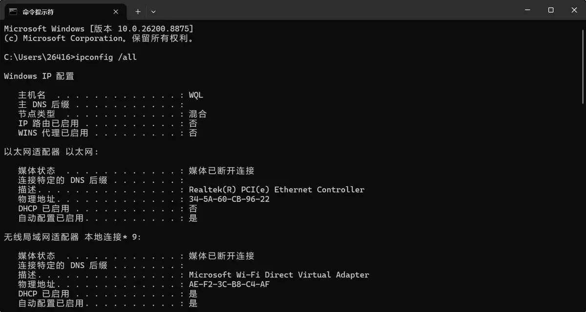 Windows和Python获取MAC地址的极简方法