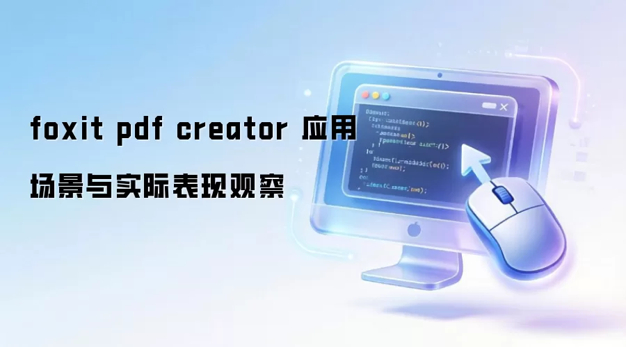 foxit pdf creator 应用场景与实际表现观察