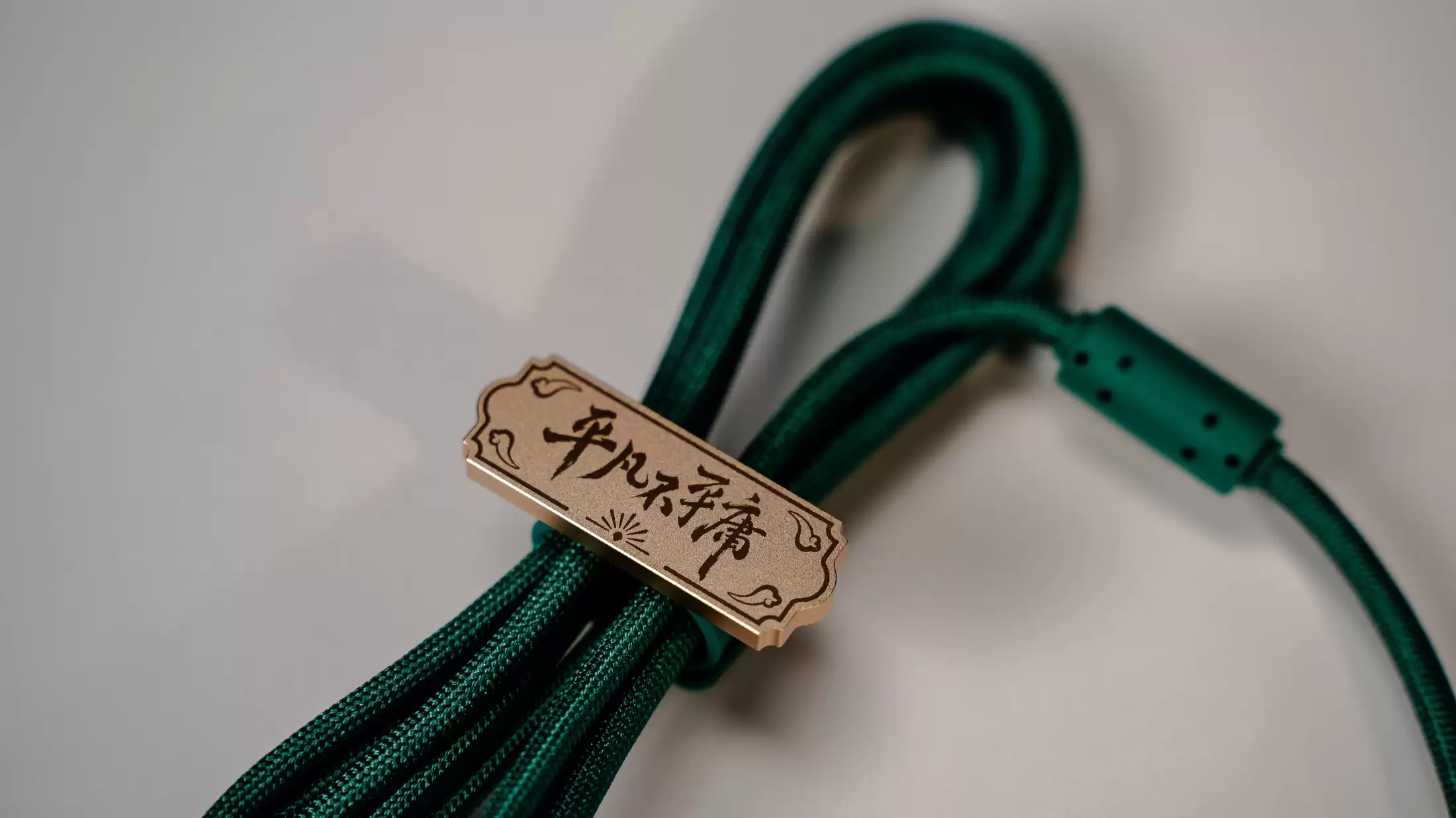 定制数据线配有“平凡不平庸”金属束线铭牌。
