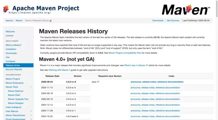 Maven插件兼容基线转向3.9.0，旧版维护范围收紧