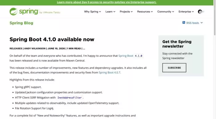 Spring Boot 4.1正式发布：原生整合gRPC并强化可观测性