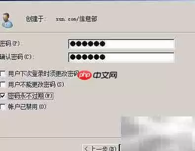 密码设置页面，显示密码输入框和账户选项复选框