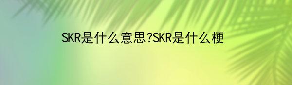 SKR究竟是什么意思？SKR这个梗怎么火起来的