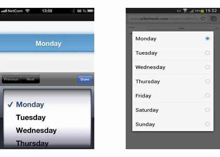 jQuery Mobile 表单选择