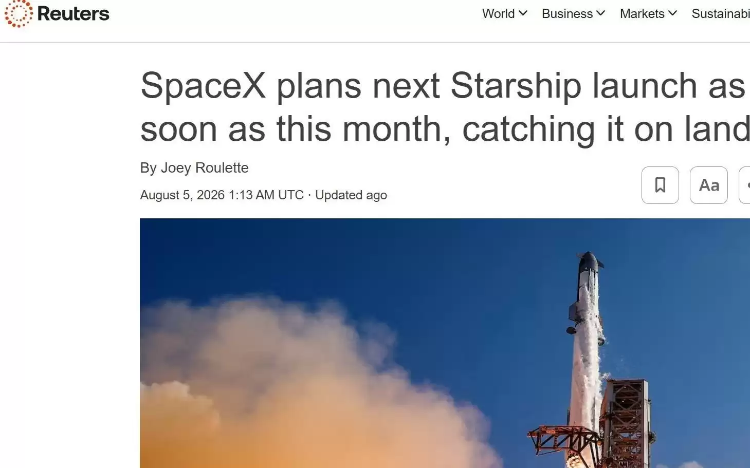 SpaceX预告星舰第14次试飞：首次挑战陆地回收上面级并部署星链V3卫星
