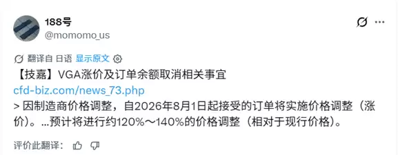 技嘉显卡日本8月起涨价20%–40%，中韩市场同步跟涨