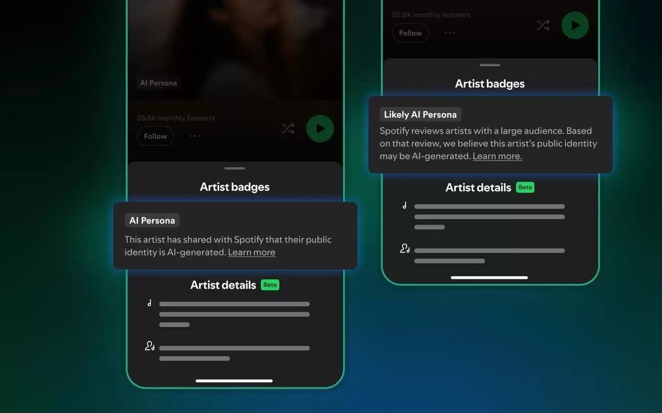 让AI生成的非真人歌手无处遁形，Spotify推出“AI人格”标签