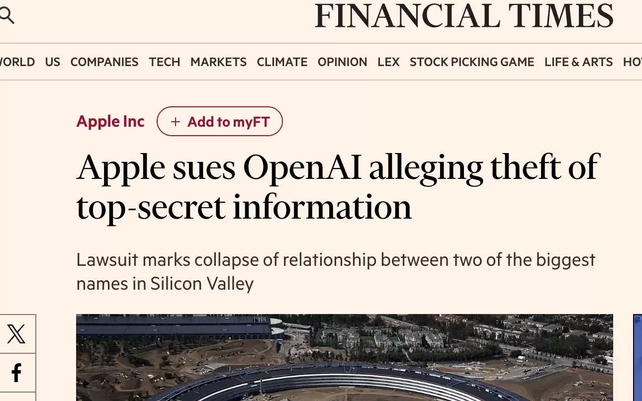 苹果起诉OpenAI及两名前苹果员工 双方合作关系彻底破裂