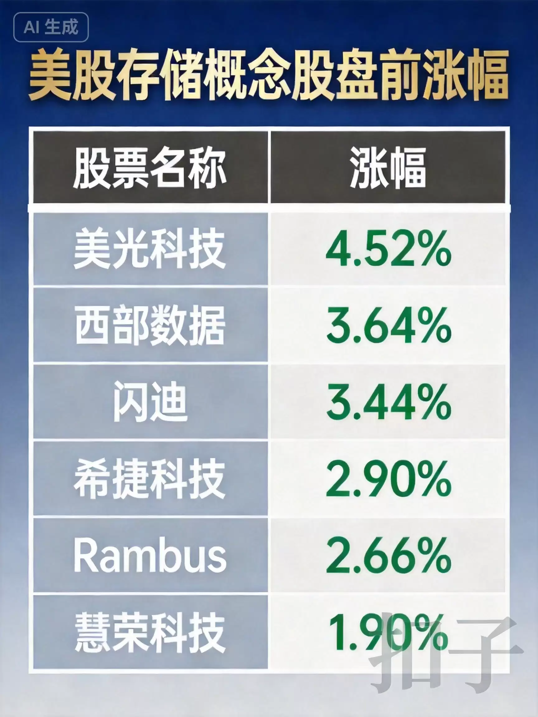 美股存储概念股盘前集体上涨，美光科技涨超4%