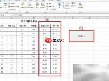 VBA实现数据升序排列