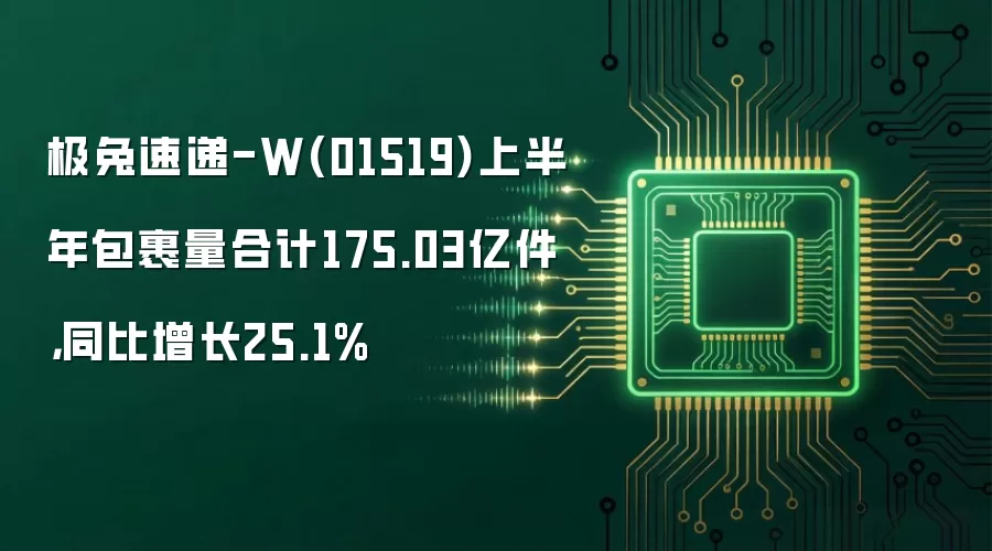 极兔速递-W(01519)上半年包裹量合计175.03亿件,同比增长25.1%