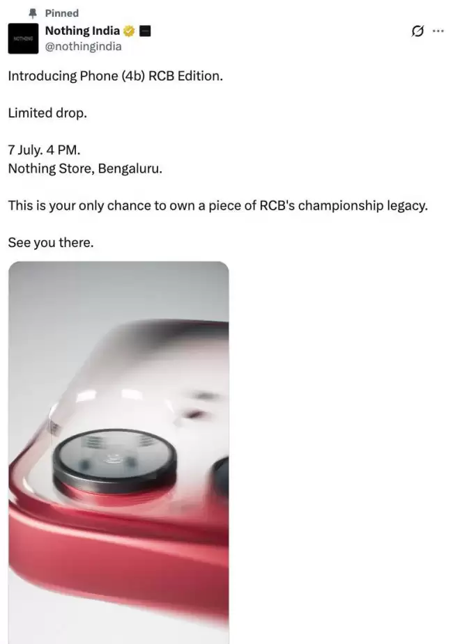 Nothing Phone（4b）手机外观官宣 还将推出印度板球超级联赛 RCB 球队联名款